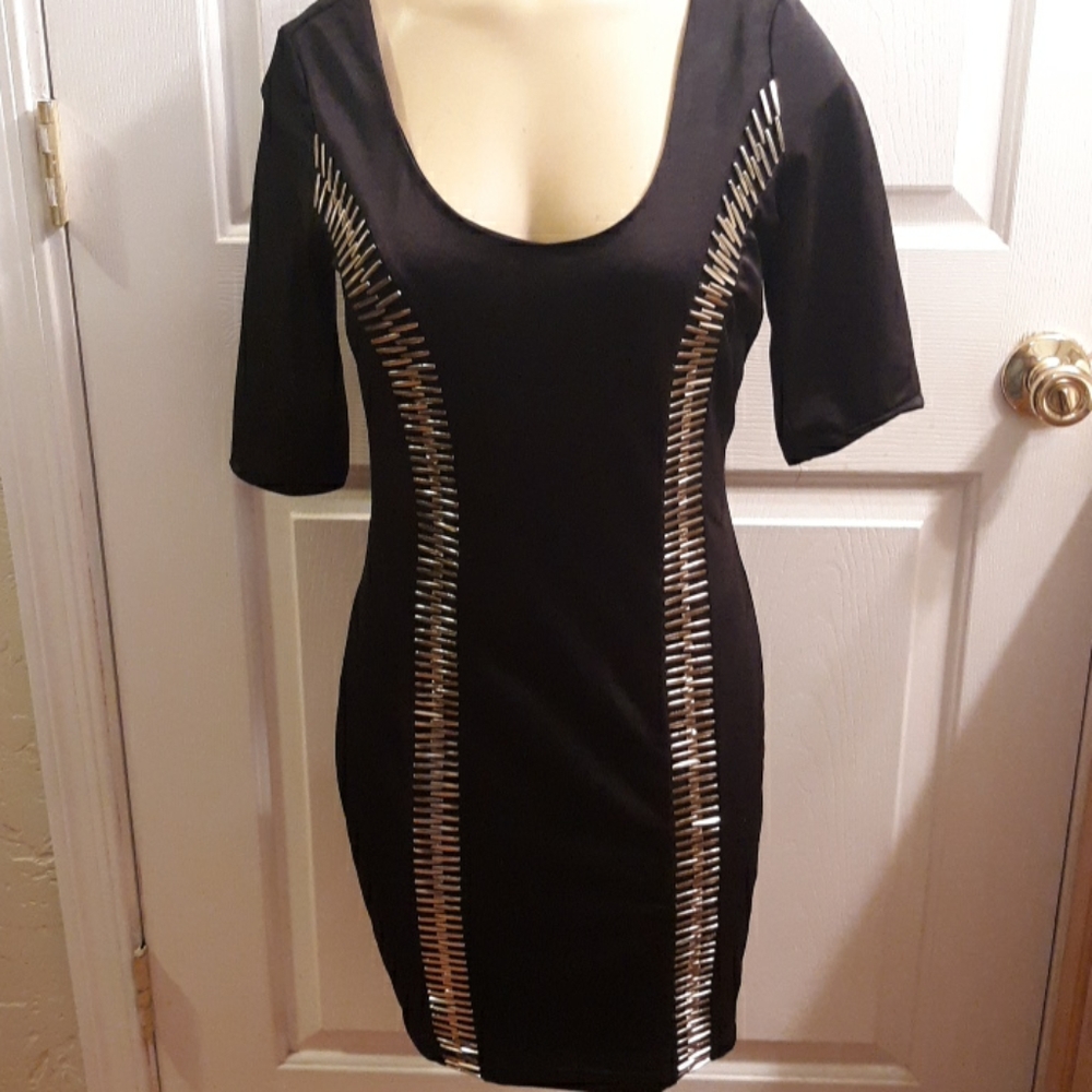 Unbranded Black Bodycon Dress with Stud Details